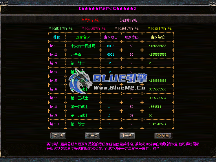 主号英雄等级排行脚本(经验精确到个位,适用于复古服)